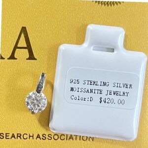 MOISSANITE D Color Solitaire Pendant Only  925 Sterling Silver $425 Value Gift
